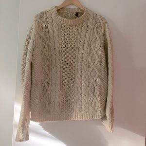 Cream unisex wool braids sweater size M